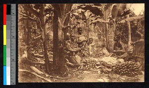 Female catechists preparing bananas for the sick, Congo, ca.1920-1940