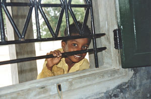 Tamil Nadu, South India. A pupil from grade 1 at Siloam Girl's Boarding School, Tirukoilur 1994