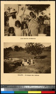 Christian family; Watering rice fields, Āttūr, India, ca. 1920-1940