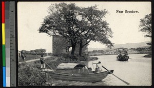 Boats on river near Suzhou, China, ca.1930-1940