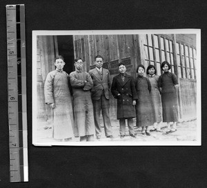 University workers at rural service center near Fukien Christian University, Fuzhou, Fujian, China, 1936