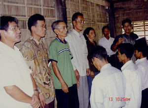 Church members praying for the three installed church workers on Nov. 13, 2005