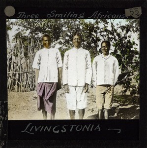 "Three Smiling Africans, Livingstonia", Malawi, ca.1910