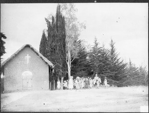 Transport of the new church bell, Gonja, Tanzania, ca. 1927-1938