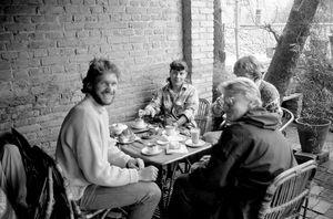 Kathmandu, Nepal 1988. Project Western Youth to the East. Volunteer Kirsten Schmidt (right) in