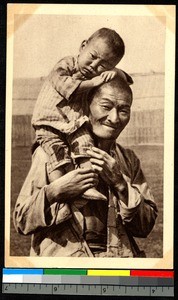 Tired child getting a ride, China, ca.1920-1940