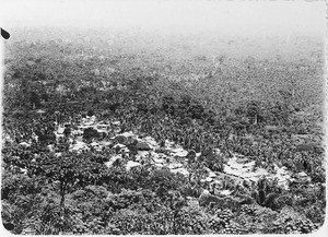 The Mission station of Agou, in the middle of the forest, seen by plane
