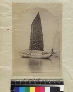 River boat with sail, China, ca. 1888-1906