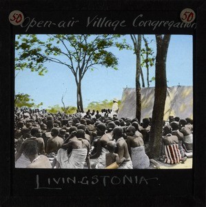 "Open-air Village Congregation, Livingstonia", Malawi, ca.1910