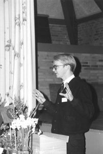 The economy manager Birger Nygaard at the annual meeting in Hammerum 1991