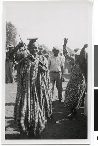 Dance of an old woman at the coronation celebration, Ramotswa, Botswana, 1937