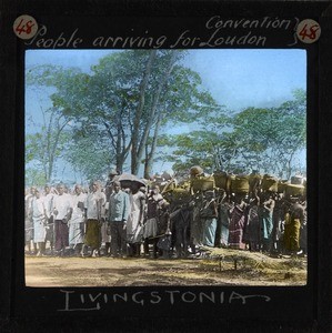 "People arriving for Loudon convention, Livingstonia", Malawi, ca.1910