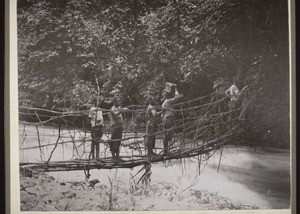 Lianen-Hängebrücke über den Mabombe. Kamerun