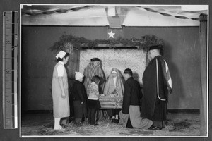 Scene from nativity play, Jinan, Shandong, China, 1941