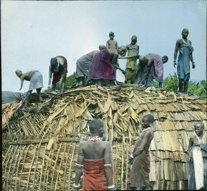 African women building huts, Machame, Tanzania, ca.1893-1920