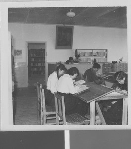 Students in the Library of Ibaraki Christian College, Ibaraki, Japan, 1953