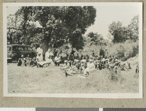 Religious service prior to doctor’s surgery, Eastern province, Kenya, ca.1949