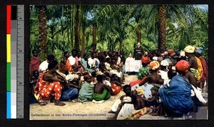Minister officiating among palm trees, Ghana, ca.1920-1940