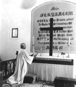 Altar in the new Jerusalem church in Tranquebar listed by Ziegenbalg. It is the first Protestan