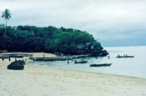 Schoolchildren at the beach, Zanzibar, 2002