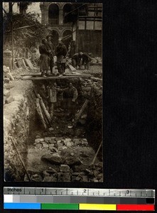 Preparing foundation for church, Chengdu, China, ca.1920