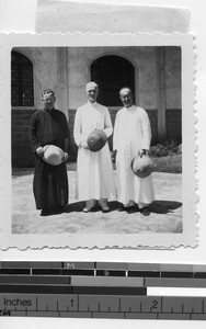 Priests in front of seminary in Meixien, China, 1947