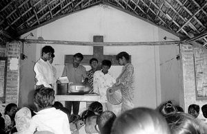 Bangladesh Lutheran Church/BLC. Music band/choir performing at the worship service in Harowa Ch