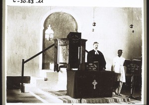 Inneres der Kapelle in Schagoti - Indien. Missr. Heinecken