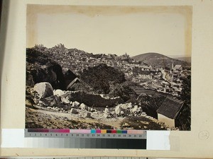 Ambatovinaky. Mountain range from Amabtonakanga to the Queens Palace, Antananarivo, Madagascar, ca.1885-1895