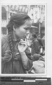 A girl shopping in Hong Kong, China, 1947