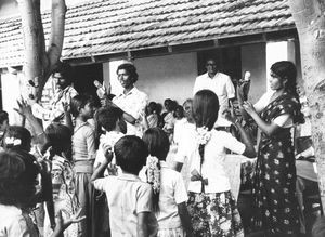 Arcot Lutheran Church, South India, 1986. Junior Ministry (like FDF in Denmark). Children learn