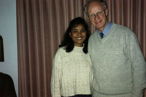 Protima Roy (Bangladesh Lutheran Church) og Jørgen Nørgaard Pedersen. Foto taget i Nørgaard Pedersens hjem i 2002