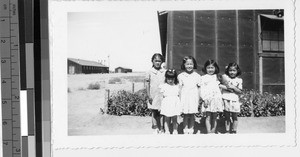 Five young girls at Tule Lake Relocation Camp, Newell, California ca. 1944