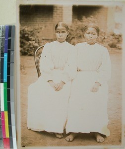 Two blind girls, Alakamisy, Madagascar, ca.1910