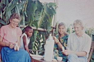 Karagwe Diocese, Tanzania, ca. 1990. DMS Missionary, BD in Theology, Ida Kongsbak (left), Volun