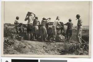 Men working on a diamond field, South Africa