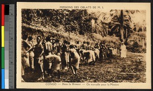 Men and women working at mission, Congo, ca.1920-1940