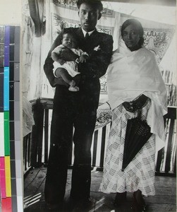 Malagasy couple with their little child, Morondava, Madagascar, ca.1935