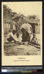 Preparing palm oil, Cameroon, ca.1920-1930