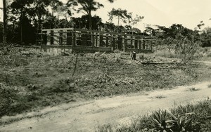 Leper-house under construction, in Oyem, Gabon