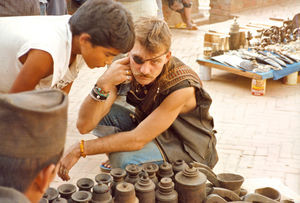 A young Westerner visiting Nepal, January 1989