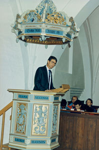 Annual meeting October in Haslev: Recently retired church minister A.O. Andersen in the pulpit