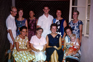 Missionary group in Aden 1965. From left standing: Jørgen Nørgaard Pedersen, Grethe Nørgaard Pe