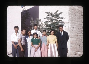 Group in front of the Church of Christ, Mexico