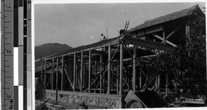 Construction of addition to Maryknoll center house, Karasaki, Japan, ca. 1937