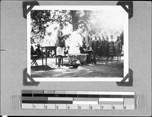 A mother and her child being baptized, Nyasa, Tanzania, 1935