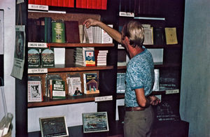 DSM Missionary Knud Persson visiting the book store in Rajshahi. Mechanical Technician Knud (an