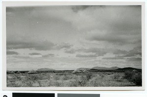 Landscape with huts, South Africa