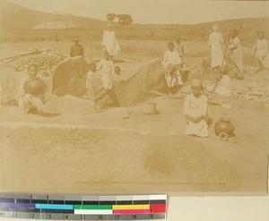 Malagasy workers working on a grave, Antsirabe, Madagascar, ca.1898