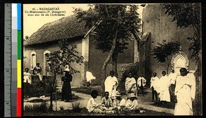 Missionary father visits mission, Madagascar, ca.1920-1940